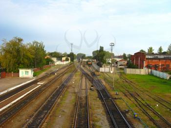 The image of the view on a railway junction