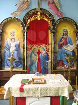 Religious place in church with beautiful icons and pictures