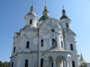 Beautiful church on a background of the blue sky in Kozeletz town
