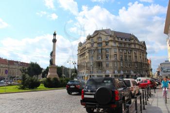Monument of polish poet Adam Mickiewicz in Lvov