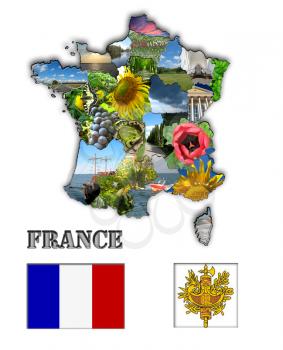 Coloured map of France made from different images
