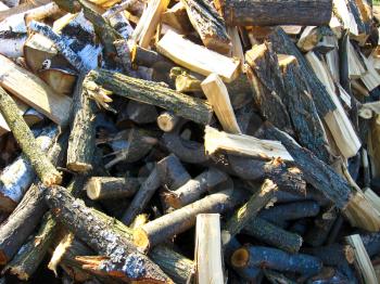 The image of heap of the prepared fire wood