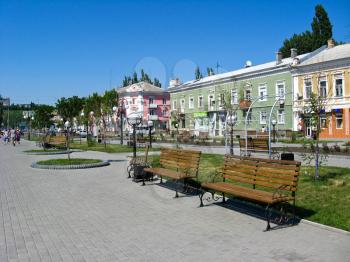 View on the street of resort city of Berdyansk