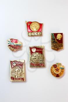 Set of Soviet a badges about Komsomol and Lenin