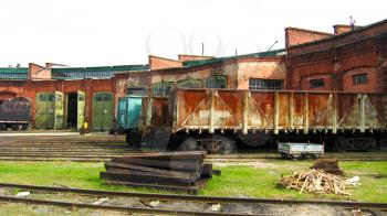 Steam locomotives on repair in locomotive depot