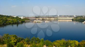 the image of view on hydropower station in Zaporozhye