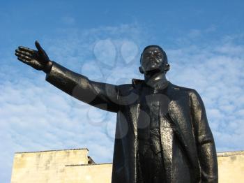 The big and black monument to the leader of world proletariat Lenin