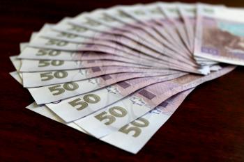 image of background of Ukrainian money value of 50 grivnas