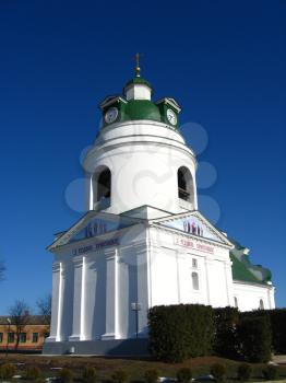 Beautiful church on a background of the blue sky in Priluky