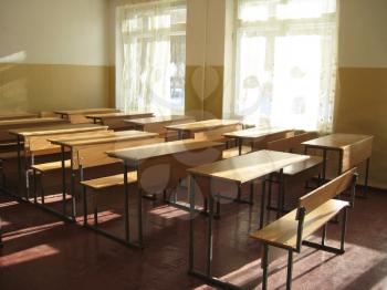 light classroom with a lot of desks