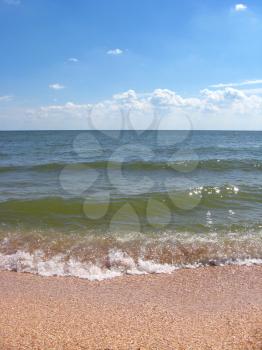 panorama of the sea waves on the shore