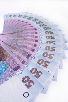 image of background of Ukrainian money value of 50 grivnas