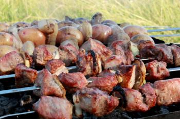image of appetizing barbecue on the fire