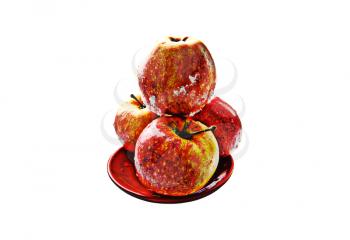 nice apples on the plate isolated on the white background