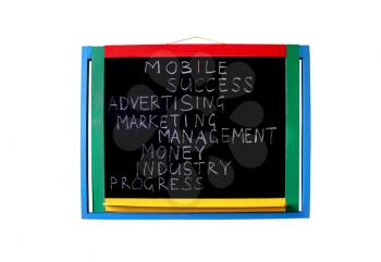 blackboard with written words business success money industry