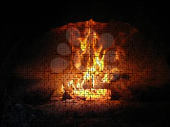 Fire in the furnace in the form of puzzles