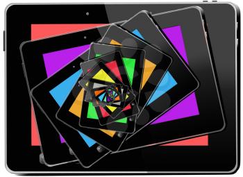 illustration of many kaleidoscope from multi-colored tablets