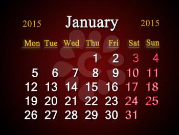 beautiful claret calendar on January of 2015 year
