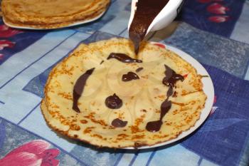 process of manufacture of pancakes with chocolate