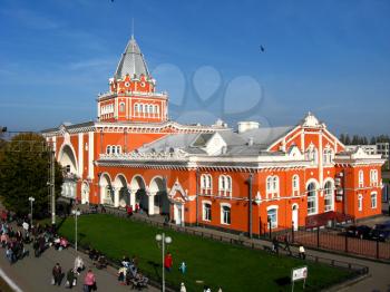 beautiful architecture building of train station in Chernigov