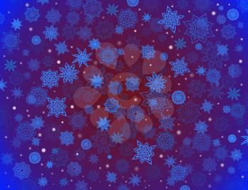 fabulous beautiful snowflakes on the blue and crimson background for holiday card