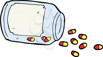 Royalty Free Clipart Image of a Bottle of Pills
