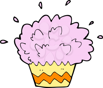 Royalty Free Clipart Image of an Exploding Cupcake