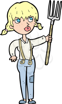 Royalty Free Clipart Image of a Farmer Girl