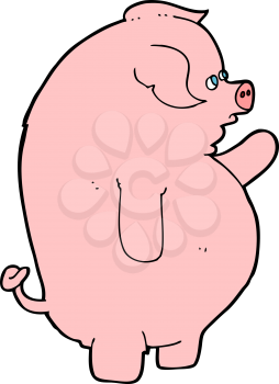 Royalty Free Clipart Image of a Fat Pig