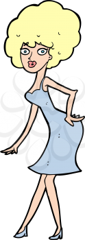 Royalty Free Clipart Image of a Female Posing in a Dress