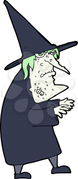 Royalty Free Clipart Image of a Ugly Old Witch