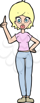 Royalty Free Clipart Image of a Female Pointing Up