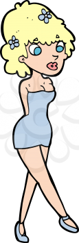 Royalty Free Clipart Image of a Female in a Dress