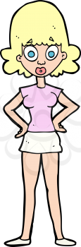 Royalty Free Clipart Image of a Female in a Short Skirt