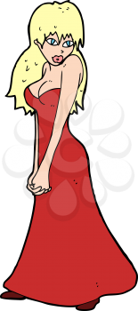 Royalty Free Clipart Image of a Pretty Female in a Dress