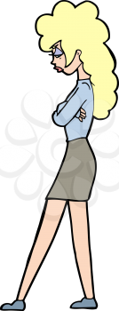 Royalty Free Clipart Image of an Annoyed Female in a Skirt