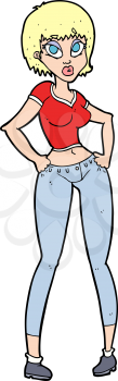 Royalty Free Clipart Image of a Pretty Female in Crop Top