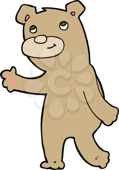 Royalty Free Clipart Image of a Teddy Bear Waving