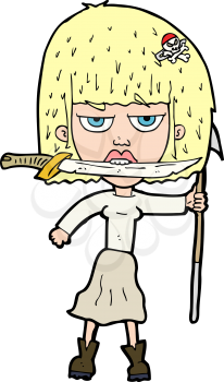 Royalty Free Clipart Image of a Female with Weapons
