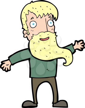Royalty Free Clipart Image of a Man with a Beard Waving