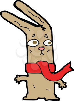 Royalty Free Clipart Image of a Rabbit Wearing a Scarf