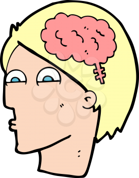 Royalty Free Clipart Image of a Head with a Brain Symbol