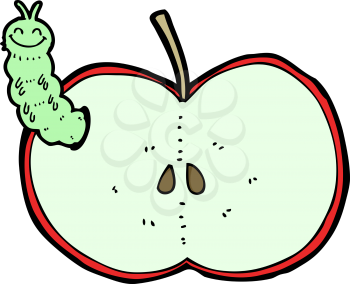 Royalty Free Clipart Image of a Bug in an Apple