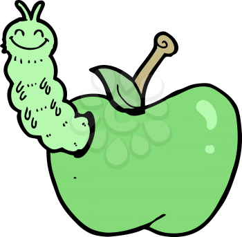 Royalty Free Clipart Image of a Bug in an Apple