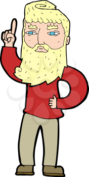Royalty Free Clipart Image of a Bearded Man Pointing Up