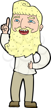 Royalty Free Clipart Image of a Bearded Man Pointing Up