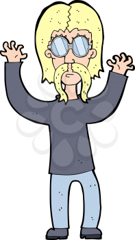 Royalty Free Clipart Image of a Hippie Waving His Arms