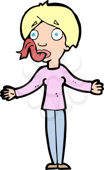 Royalty Free Clipart Image of a Woman with Long Tongue