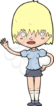 Royalty Free Clipart Image of a Woman Waving 