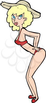 Royalty Free Clipart Image of a Beach Pin-up Girl